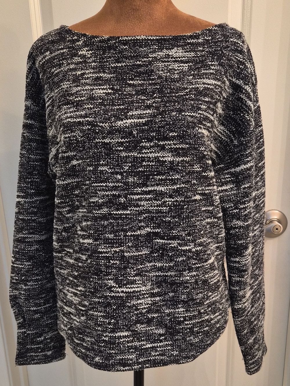 Banana Republic Black & White Marled Crewneck Sweater